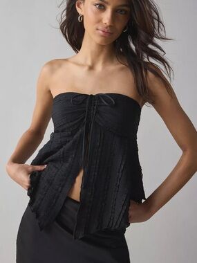 Urban Outfitters Eloise Convertible Tie Split-Front Black Tube Top Size Medium
